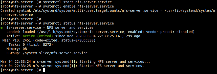 Job for nfs server.service canceled.